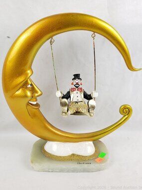 2008 Rare Ron Lee Signed Swinging Moon Clown Sculpture L-494 World of Clowns